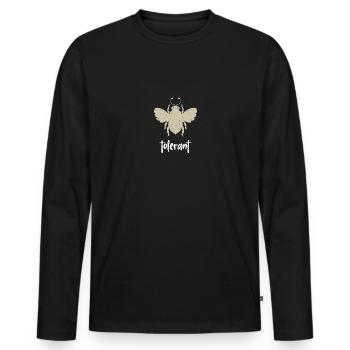 Beige Bee Tolerant Biene Be Tolerant - T-shirt manches longues Premium bio Homme - noir - Devant - Nico (187cm)