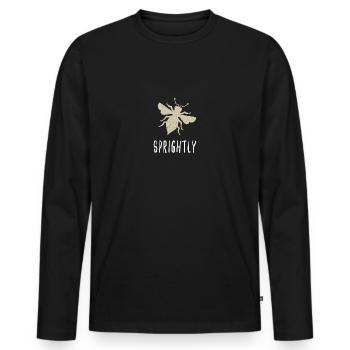 Beige Bee Sprightly Biene Be Sprightly - Men's Premium Organic Long Sleeve Shirt - black - Front - Nico (187cm)