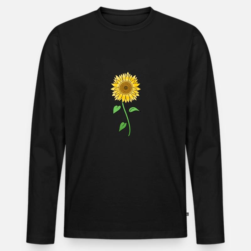 Sonnenblume - Männer Premium Bio Langarmshirt - Schwarz