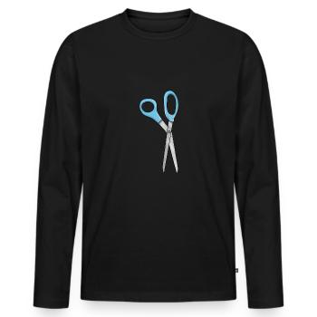Ciseaux - T-shirt manches longues Premium bio Homme - noir - Devant - Nico (187cm)