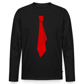 Cravate rouge Tuxedo Spiritosa Drôle Drôle - T-shirt manches longues Premium bio Homme - noir - Devant - Nico (187cm)