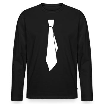 Cravate Blanche Tuxedo Spiritosa Drôle Drôle - T-shirt manches longues Premium bio Homme - noir - Devant - Nico (187cm)