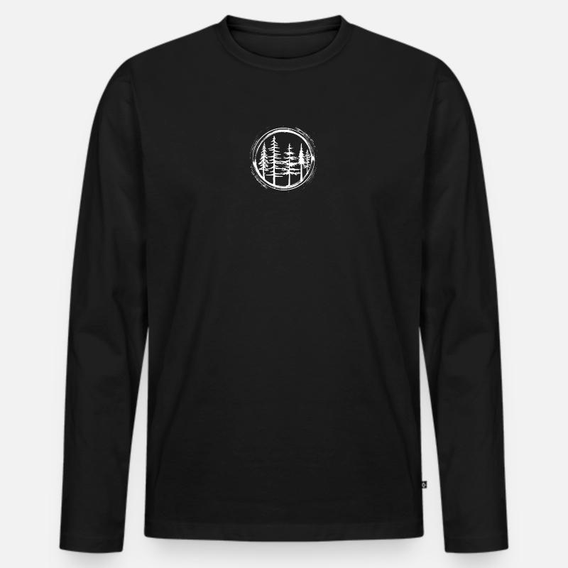 Kreis Wald Silhouette - Männer Premium Bio Langarmshirt - Schwarz