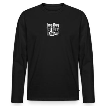 Leg Day Rollstuhl Icon T-Shirt - Männer Premium Bio Langarmshirt - Schwarz - Vorne - Nico (187cm)