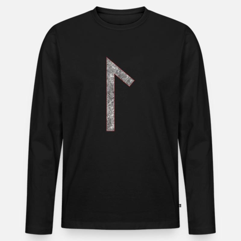 Rune Laguz L - Männer Premium Bio Langarmshirt - Schwarz