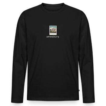 Stonehenge Amesbury Photo rétro - T-shirt manches longues Premium bio Homme - noir - Devant - Nico (187cm)