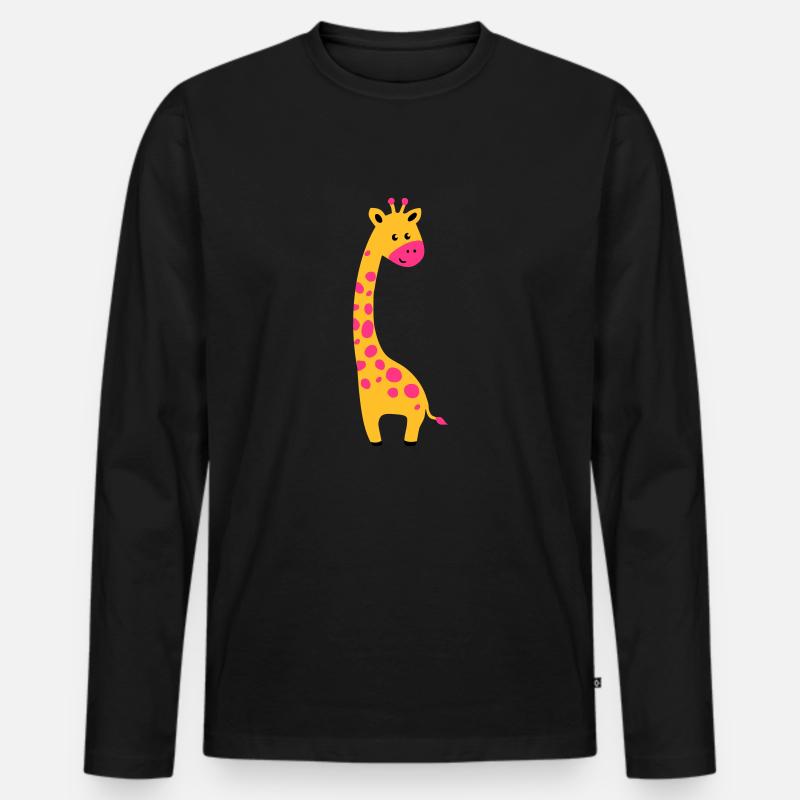 cute giraffe - Männer Premium Bio Langarmshirt - Schwarz