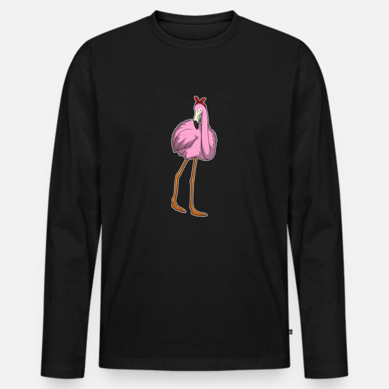 Flamingo-Halstuch - Männer Premium Bio Langarmshirt - Schwarz