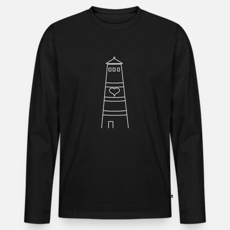 Leuchtturm - Männer Premium Bio Langarmshirt - Schwarz