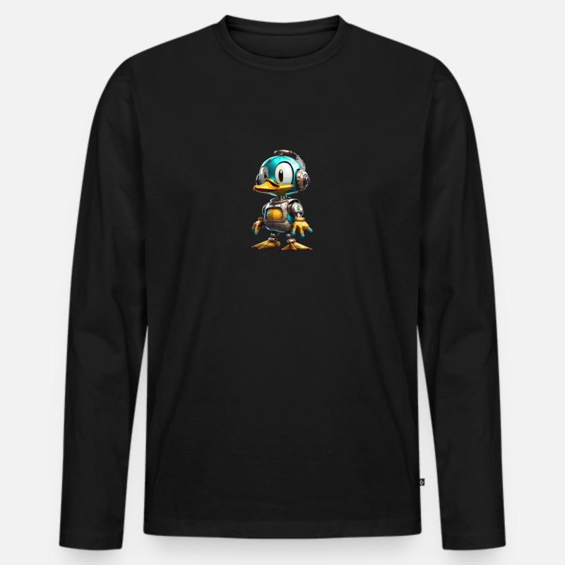 Roboter Ente - Männer Premium Bio Langarmshirt - Schwarz