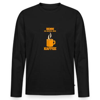 Cafe Benni - Männer Premium Bio Langarmshirt - Schwarz - Vorne - Nico (187cm)