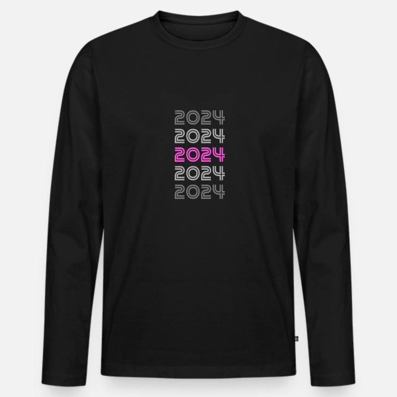 Pink 2024 - Männer Premium Bio Langarmshirt - Schwarz