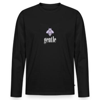 Purple Pastel Bee Gentle Bee Be Gentle - Men's Premium Organic Long Sleeve Shirt - black - Front - Nico (187cm)