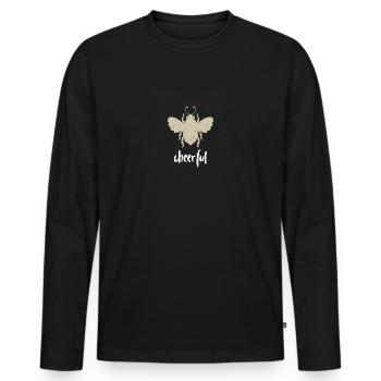 Beige Bee Cheerful Biene Be Cheerful - T-shirt manches longues Premium bio Homme - noir - Devant - Nico (187cm)