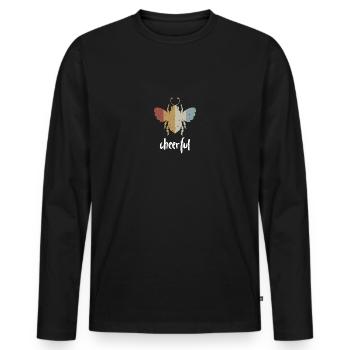 Retro Bee Cheerful Biene Be Cheerful - Men's Premium Organic Long Sleeve Shirt - black - Front - Nico (187cm)