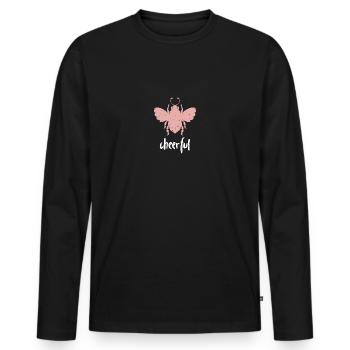 Abeille rose Abeille joyeuse Soyez joyeux - T-shirt manches longues Premium bio Homme - noir - Devant - Nico (187cm)