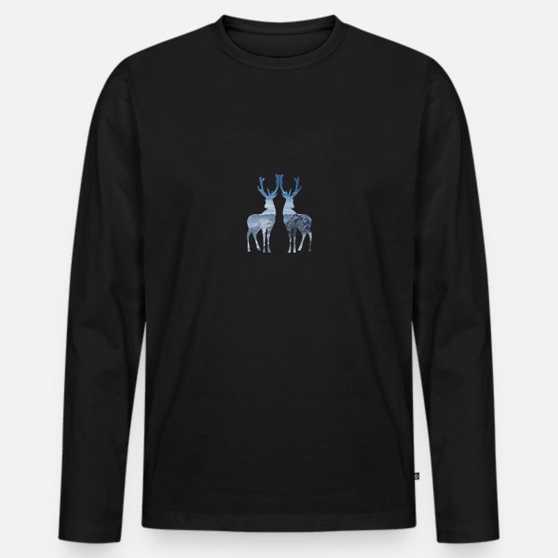 hirsche blau - Männer Premium Bio Langarmshirt - Schwarz
