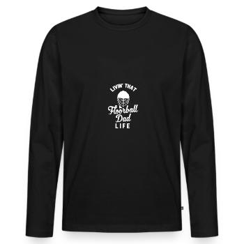 Drôle de Floorball Floorball T Shirt Cadeau - T-shirt manches longues Premium bio Homme - noir - Devant - Nico (187cm)
