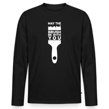 Peintre d’art drôle Que le pinceau soit avec toi artiste - T-shirt manches longues Premium bio Homme - noir - Devant - Nico (187cm)