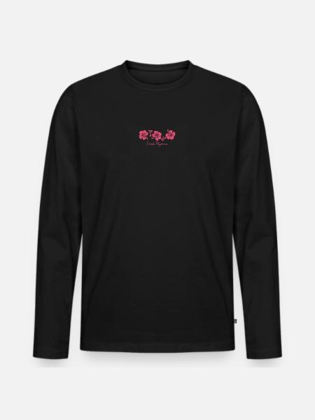 French Polynesia Hibiscus Flower - Men's Premium Organic Long Sleeve Shirt - black