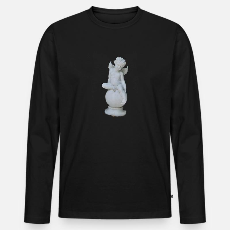 Engel - Männer Premium Bio Langarmshirt - Schwarz