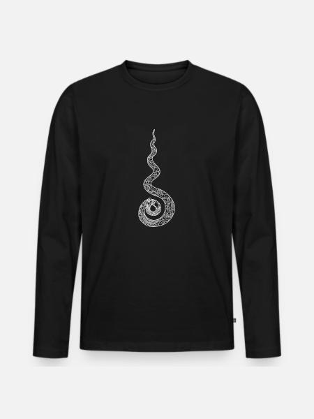 Flammende Schlange mit Blütenschuppen Weiß - Männer Premium Bio Langarmshirt - Schwarz