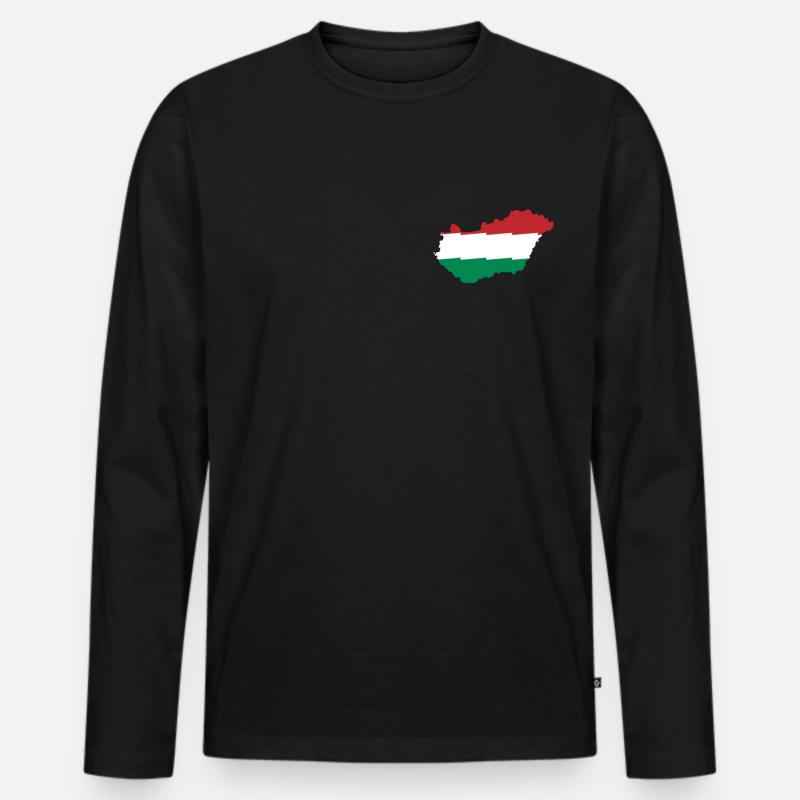 Ungarn - Männer Premium Bio Langarmshirt - Schwarz