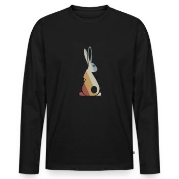 Lapin Rétro Style Vintage - T-shirt manches longues Premium bio Homme - noir - Devant - Nico (187cm)