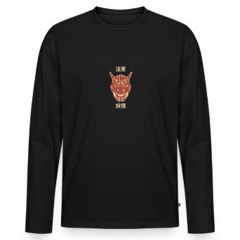 Japanische Oni Maske - Männer Premium Bio Langarmshirt - Schwarz - Vorne - Nico (187cm)