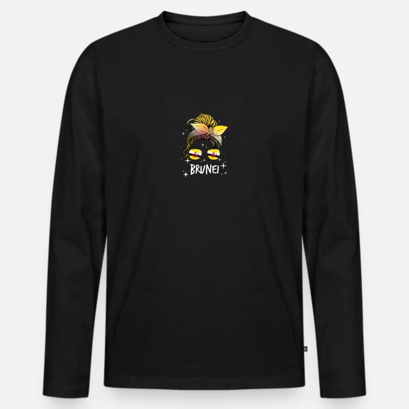 Brunei - Männer Premium Bio Langarmshirt - Schwarz