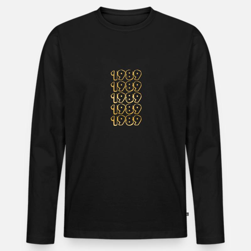 gold 1989 - Männer Premium Bio Langarmshirt - Schwarz