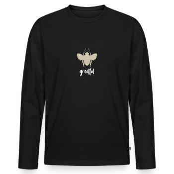 Beige Bee Greatful Biene Be Greatful - Men's Premium Organic Long Sleeve Shirt - black - Front - Nico (187cm)