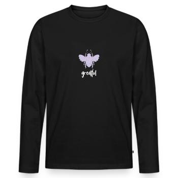 Purple Pastel Bee Greatful Bee Be Greatful - Men's Premium Organic Long Sleeve Shirt - black - Front - Nico (187cm)