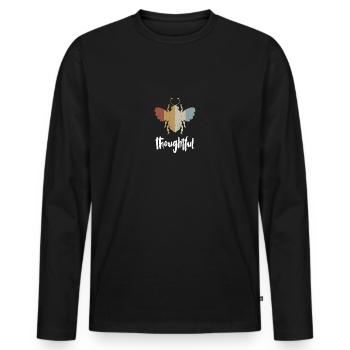 Retro Bee Thoughtful Biene Be Thoughtful - Men's Premium Organic Long Sleeve Shirt - black - Front - Nico (187cm)