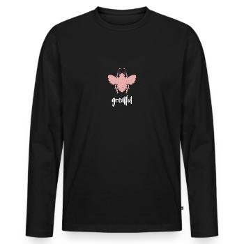Rosa Bee Greatful Biene Be Greatful - Men's Premium Organic Long Sleeve Shirt - black - Front - Nico (187cm)