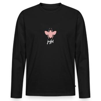 Rosa Bee Joyful Biene Be Joyful - Männer Premium Bio Langarmshirt - Schwarz - Vorne - Nico (187cm)