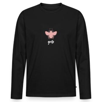 Abeille rose Abeille douce Soyez doux - T-shirt manches longues Premium bio Homme - noir - Devant - Nico (187cm)