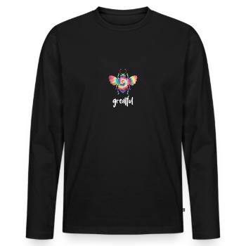 Tie Dye Bee Greatful Biene Be Greatful - Men's Premium Organic Long Sleeve Shirt - black - Front - Nico (187cm)