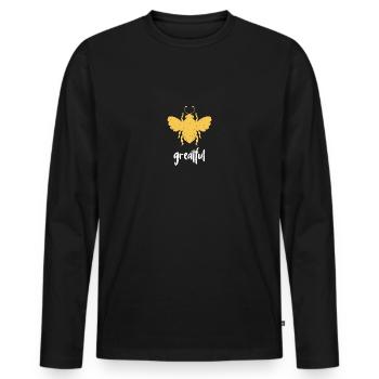 Yellow Bee Greatful Bee Be Greatful - Men's Premium Organic Long Sleeve Shirt - black - Front - Nico (187cm)