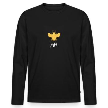 Gelb Bee Joyful Biene Be Joyful - Männer Premium Bio Langarmshirt - Schwarz - Vorne - Nico (187cm)