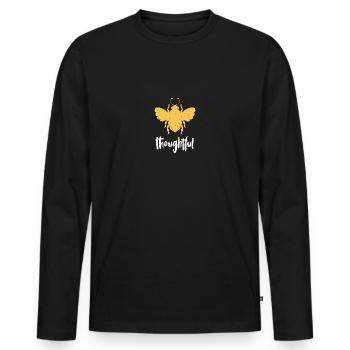 Yellow Bee Thoughtful Bee Be Thoughtful - Men's Premium Organic Long Sleeve Shirt - black - Front - Nico (187cm)