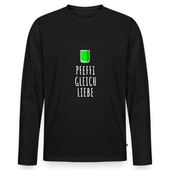 Pfefferminz Likör Pfeffi Vatertag Sauf - Männer Premium Bio Langarmshirt - Schwarz - Vorne - Nico (187cm)