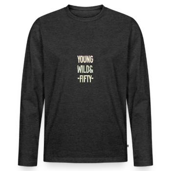 Young Wild Fifty - Männer Premium Bio Langarmshirt - Anthrazit meliert - Vorne - Nico (187cm)