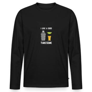 Tequila Threesome Funny Alcohol Party Dire - T-shirt manches longues Premium bio Homme - noir - Devant - Nico (187cm)