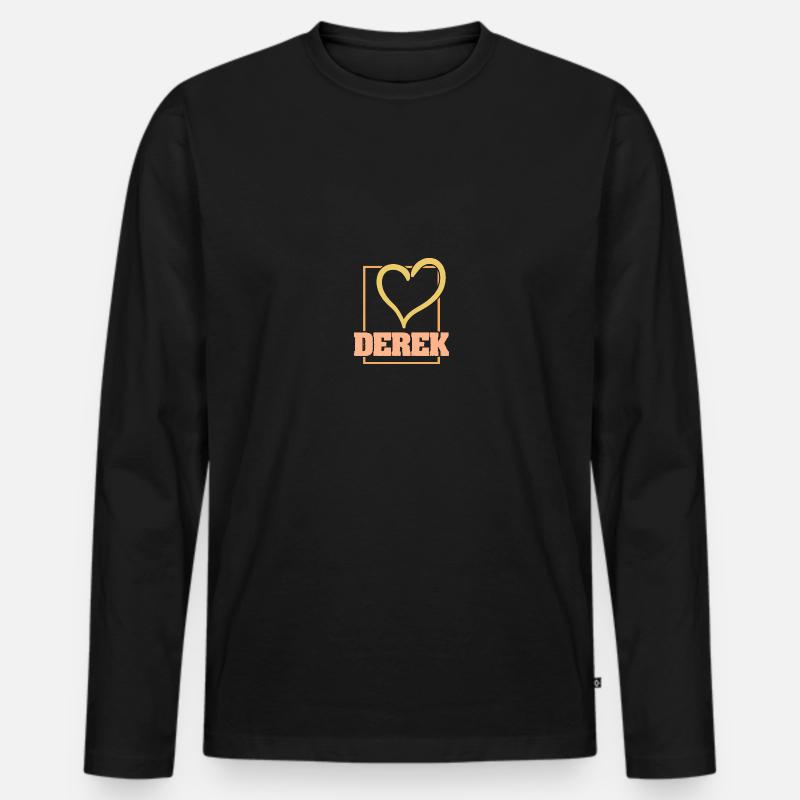 Herz Derek - Männer Premium Bio Langarmshirt - Schwarz