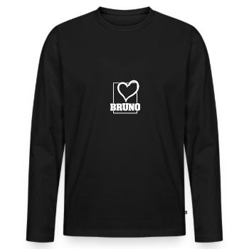Bruno als Frau - Männer Premium Bio Langarmshirt - Schwarz - Vorne - Nico (187cm)