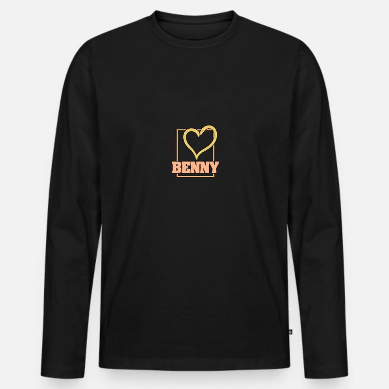 Benny - Männer Premium Bio Langarmshirt - Schwarz