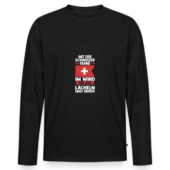 Schweizer Schweiz - Männer Premium Bio Langarmshirt - Schwarz - Vorne - Nico (187cm)