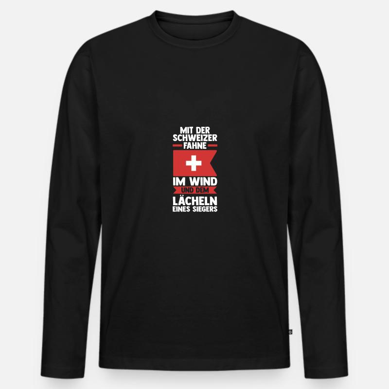 Schweizer Schweiz - Männer Premium Bio Langarmshirt - Schwarz