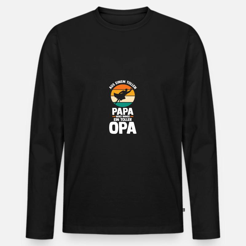 Vater Papa Großvater Opa - Männer Premium Bio Langarmshirt - Schwarz